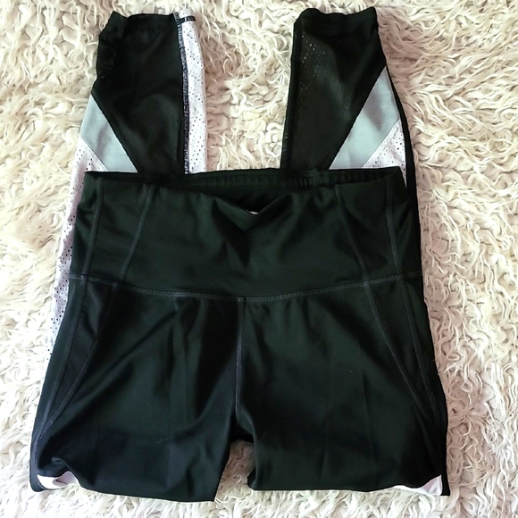 Athleta Pants - Black and White Athletic Mesh Panel Leggings